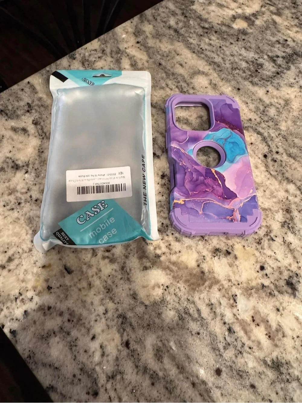 Purple Marble Protective Phone Case with Gold Veining IPHONE 16 PRO